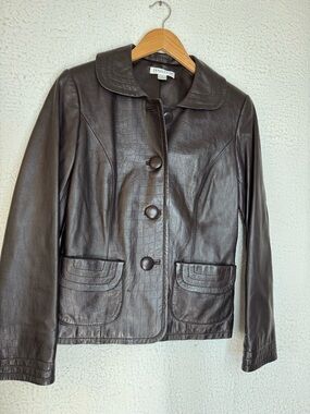Vintage Pendleton Women's Dark Brown Leather Button Jacket